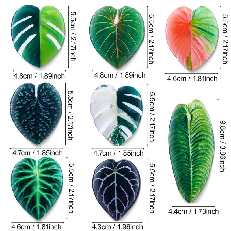 Unique Leaf Shaped Fridge Magnet, 8 Counts set Colorful Creative Magnetic Decoration, Magnetic Decor for Home Office Dormitory School