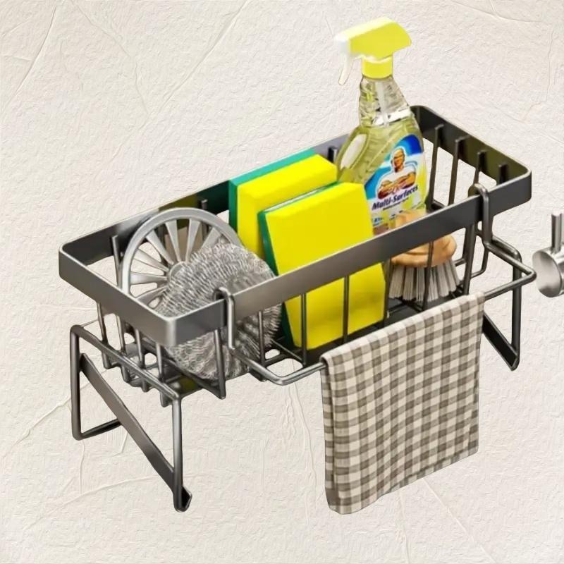 Kitchen Sink Drain Rack, 1 Count Multifunctional Kitchen Sink Storage Rack, Household Kitchen Accessories Storage Tool, Home Organizer