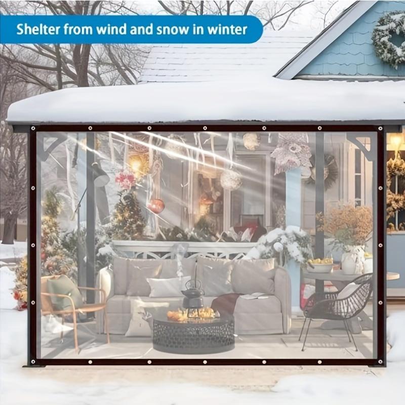 Versatile Heavy-Duty Waterproof Tarp - Transparent, Tear & Snow Resistant Polyethylene Cover for Garden, Balcony, Outdoor Camping - Windproof Protection