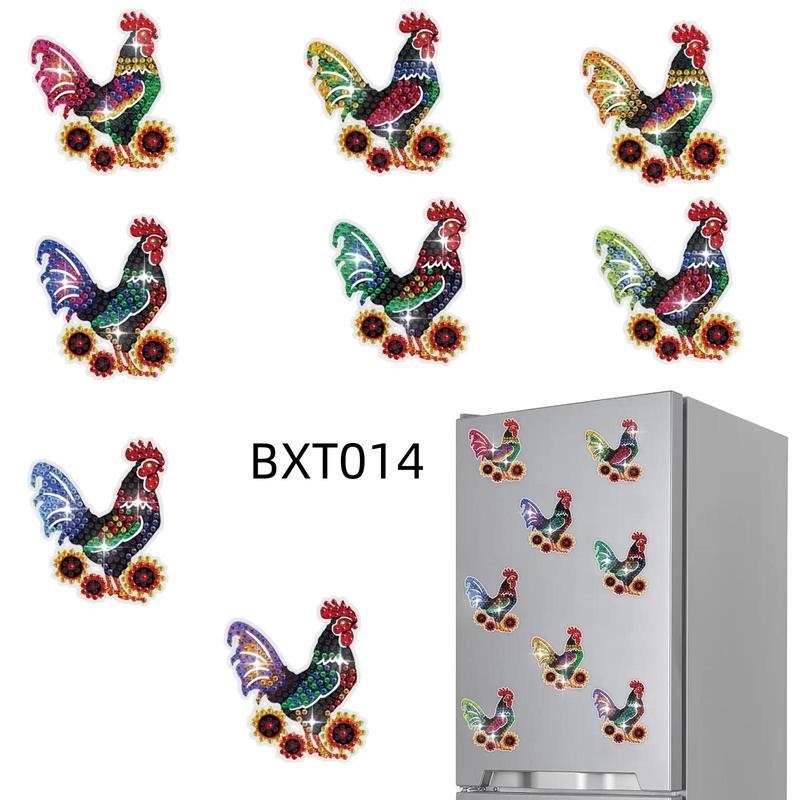 DIY Diamond Art Painting Kit Magnet, 8 Counts set Potted Plant & Butterfly & Fairy Pattern Diamond Paint Magnet Kit, DIY Decorative Refrigerator Magnet Sticker for Home & Office