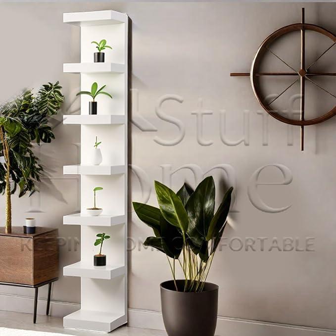 Wall shelf unit, 11 3 4x74 3 4,Use fixing devices suitable for the walls in your home. (White with LED Light)