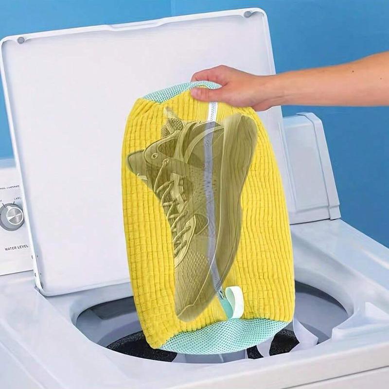 Shoe Wash Bag, 1 2 4pcs Household Reusable Durable Mesh Wash Bag with Zipper and Strap, Anti-distortion Machine Wash Shoe Pouch for Home Daily Use