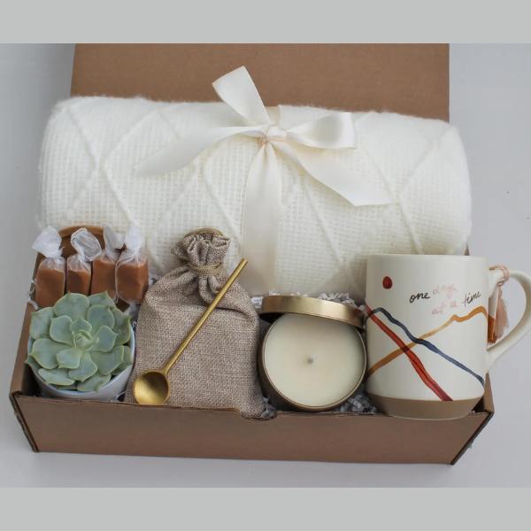 Hygge Gift Box with Blanket | Sending a Hug | Thinking of You Gift | Sympathy Gift Basket | Bereavement Gift | Encouragement Gift