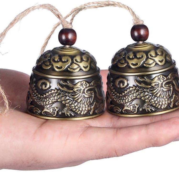 2 Pieces Fengshui Bell Vintage Dragon Bell Fengshui Wind Chimes Good Luck Hanging Bell for Home Garden Good Luck Blessing Patio Yard Indoor Outdoor Front Door Decorations