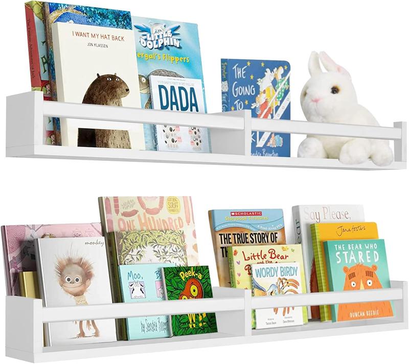 Nursery Book Shelves 32 Inches White Set of 2,Floating Wall Bookshelves for Kids,Nursery Shelves for Bookshelf Wall,Kids Bookshelf(Set of 2 White)