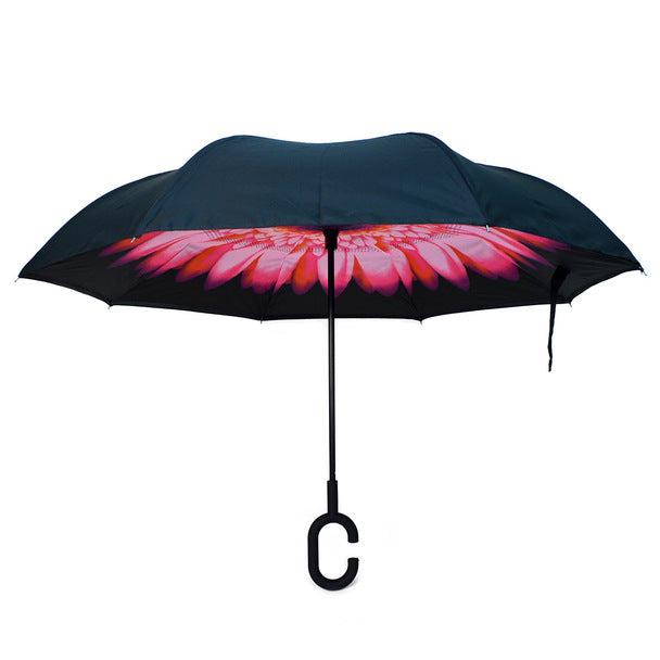 Umbrella - Pink Flower Double Layer Inverted