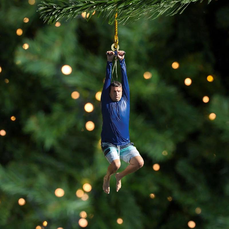 I Think You Should Leave Zip Line Acrylic Christmas Ornament, Zipline Funny Meme Ornament, Tim Robinson Ornament, ITYSL