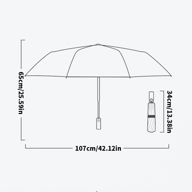 Solid Color Automatic Wooden Grain Umbrella, 1 Count Foldable Sunny-rainy Umbrella, Reinforced Umbrella Ribs & Effectively Resist Extreme Weather