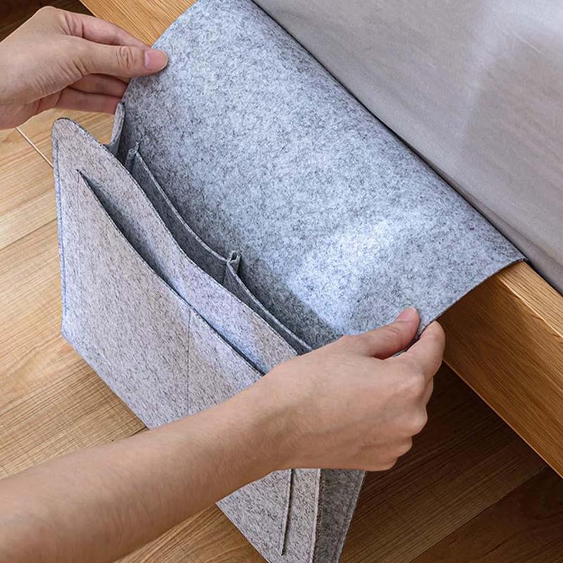 Felt Bedside Hanging Storage Bag, 1 Count Mobile Phone Remote Control Tissue Storage Bag, Bedside Book Storage Hanging Bag, Home Organizer for Bedroom