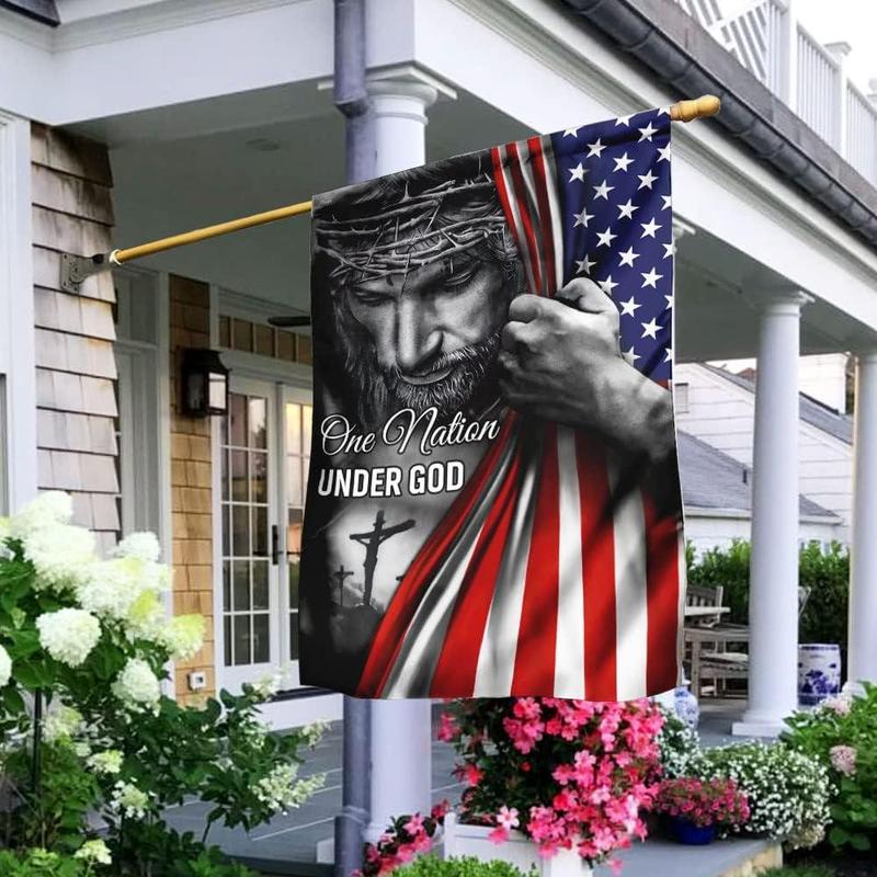 Christian Patriot American Flag, One Nation Under God Jesus Flag - House Flag 30x40, Decorations For Home, Outside, Indoor Outdoor - Double Sided