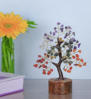 Chakra Tree - Crystal Tree - Chakra Tree Of Life - Crystal Gifts - Tree Of Life Decor - Gemstone Tree - Feng Shui Decor - Chakra Decor - Crystal Decor - Spiritual Gifts - Housewarming Gifts New Home Ornaments Centerpiece