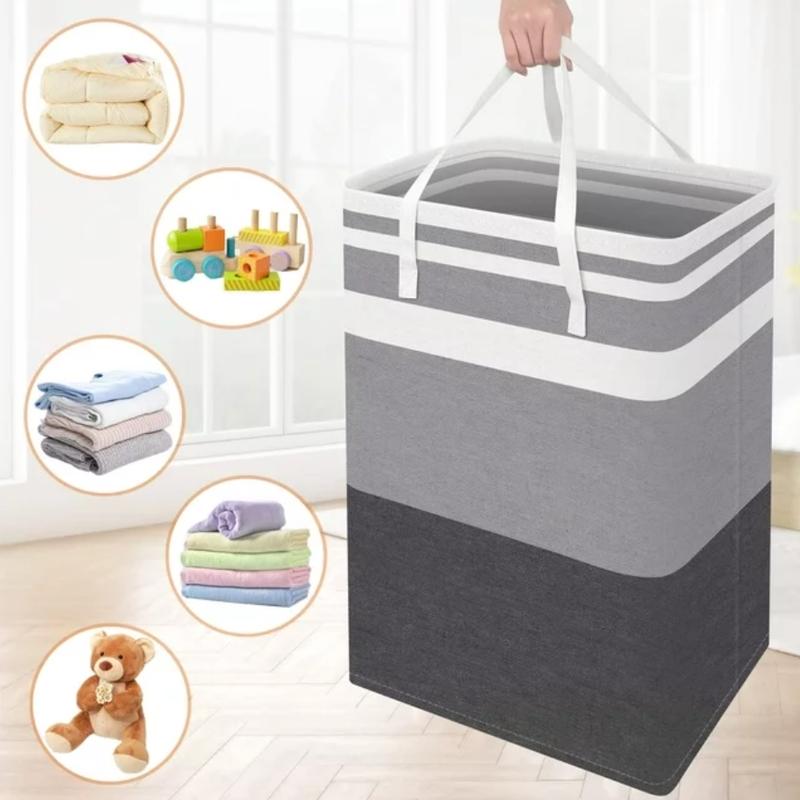 3-Pack Laundry Basket Set, Freestanding & Waterproof Laundry Hamper, 75L Capacity, Double Reinforced Handles, Premium Cotton & Flax Material