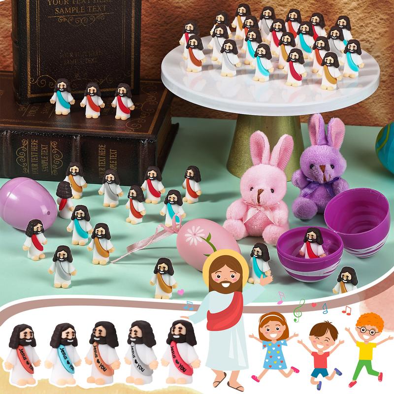 Mini Jesus Figures 50 Pcs Little Jesus Figures with Slogan Jesus love You Mini Jesus Statue to Hide and Seek Religious Christmas Christian Baptism Gifts