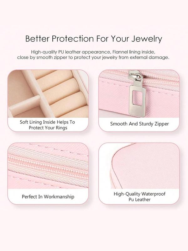 Letter Patched Design Jewelry Storage Box, Portable PU Leather Jewelry Organizer, Jewelry Display & Organizer for Earrings & Necklace & Ring