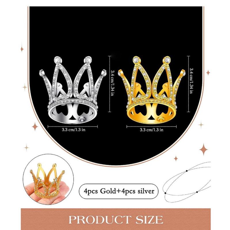 Crown Shaped Cake Topper, 8counts set Rhinestone Crown Birthday Cake Decoration, Summer Party Decoration Supplies