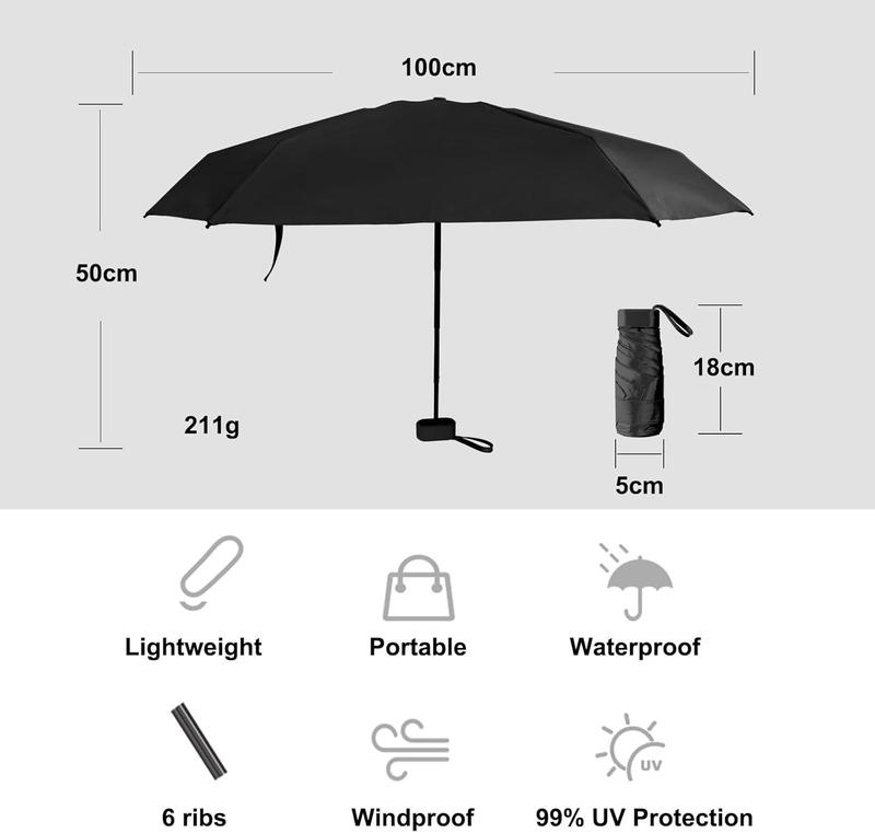 Umbrella Small Mini Umbrella, Lightweight Folding Compact Travel Umbrella Portable Parasol for Backpack Purse - Sun & Rain Pocket UV Umbrellas for  Girls Boys Women