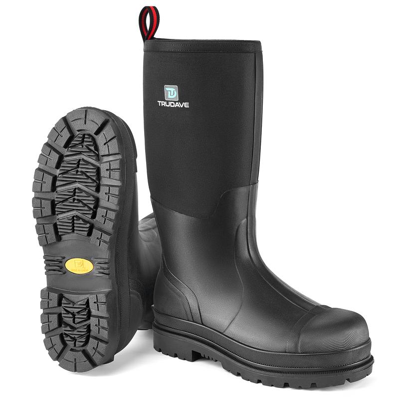 Trudave Rubber Boots for Men with Steel Shank, Waterproof Rain Boots, Warm 6mm N Anti Slip Work Boots Comfortable Shoe