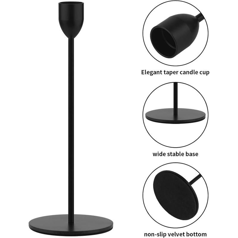 Charming Black Taper Candle Holders - 6PCS Candlestick Holders, Candle Sticks Holder Decor for Pillar Candle, Candlesticks Centerpiece Wedding Table Decor, Fit 3 4