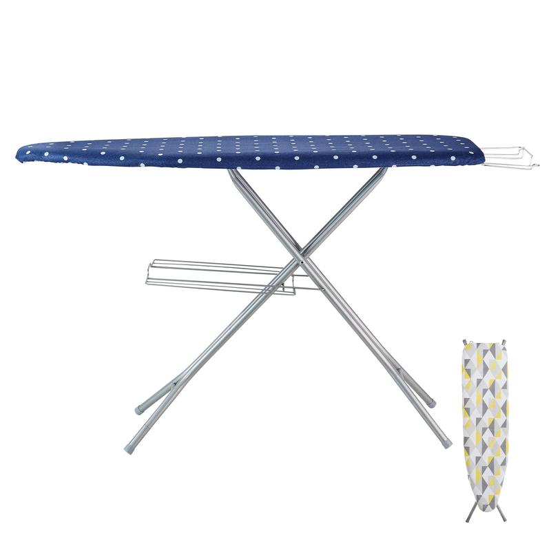 VEVOR Ironing Board with Bottom Storage Tray, Thickened 4 Layers Iron Board with Heat Resistant Cover and 100% Cotton Cover, 10 Adjustable Heights Ironing Board for Home Laundry Room Use (Size 55x15) Accessories Smooth