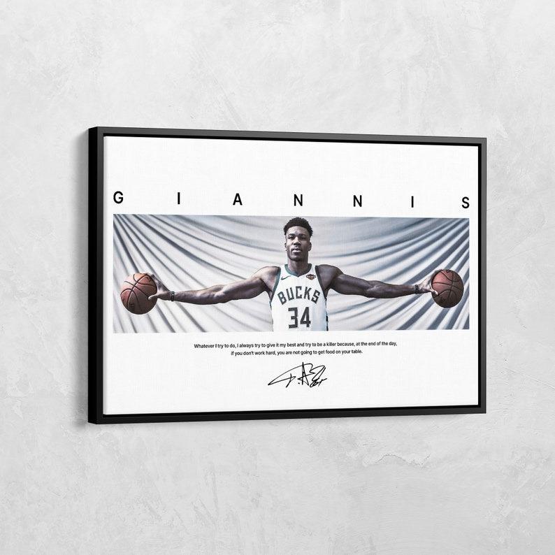 Giannis Antetokounmpo Poster, Milwaukee Bucks Fan Gift, Giannis Antetokounmpo's Wings