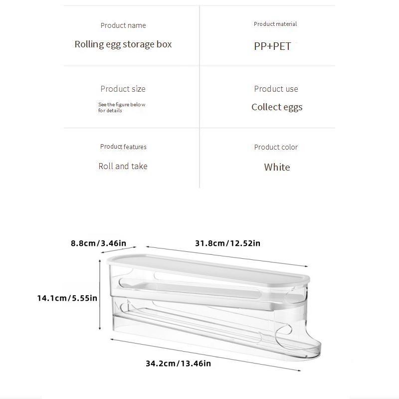 Clear  Roll Egg Storage Box, 1 Count Space Saving Refrigerator Egg Holder, Organizer for Kitchen Storage