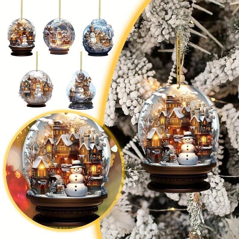 Christmas Snowman Pattern Acrylic Ball Ornament, 1 Count Snowman Decor Hanging Ball, Hanging Decoration for Home Party Festival, Home Decor