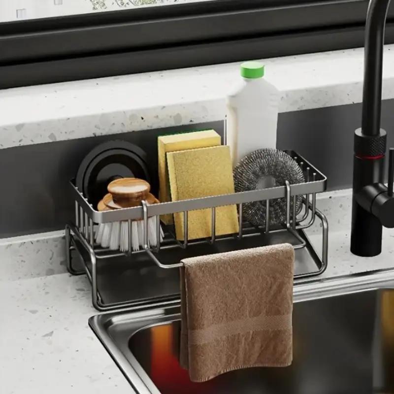 Kitchen Sink Drain Rack, 1 Count Multifunctional Kitchen Sink Storage Rack, Household Kitchen Accessories Storage Tool, Home Organizer