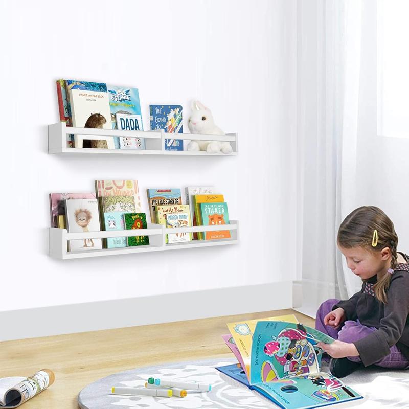 Nursery Book Shelves 32 Inches White Set of 2,Floating Wall Bookshelves for Kids,Nursery Shelves for Bookshelf Wall,Kids Bookshelf(Set of 2 White)