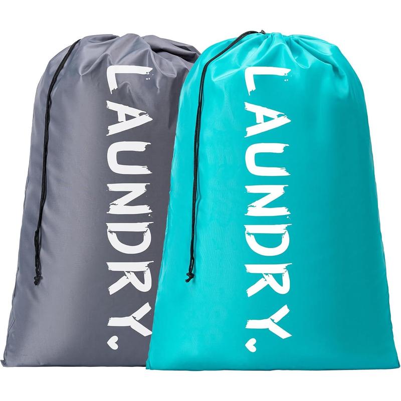 2 Pack XL Travel Laundry Bag,Machine Washable Dirty Clothes Organizer with Drawstring,Large Enough to Hold 4 Loads of Laundry, Easy Fit a Laundry Hamper or Basket Travel Essentials 24