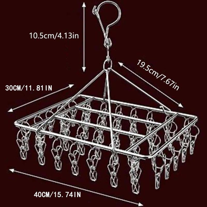 Stainless Steel Windproof Sock & Underwear Drying Rack, Multifunctional Clothes Drying Rack with Rotating Hook, Laundry Tools & Accessories