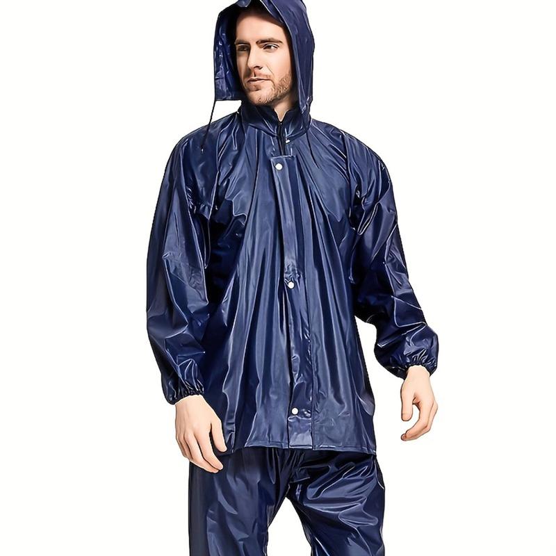 Raincoat & Pants Set, Windproof Waterproof Raincoat with Zipper, Outdoor Cycling Hiking Raincoat Set, High Stretch Thickened Split Raincoat Set for Adults