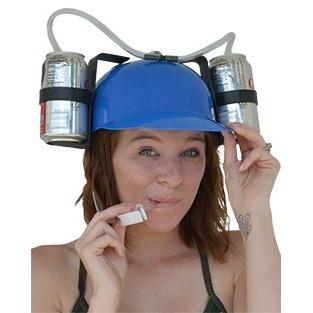 Fairly Odd Novelties Beer Soda Guzzler Helmet Drinking Party Hat, Blue