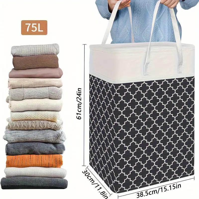 Laundry Basket, 1 Count Foldable Waterproof Clothes Basket with Handle, Clothes Storage Basket, Home Organizer for Bedroom, Bathroom, Dormitory