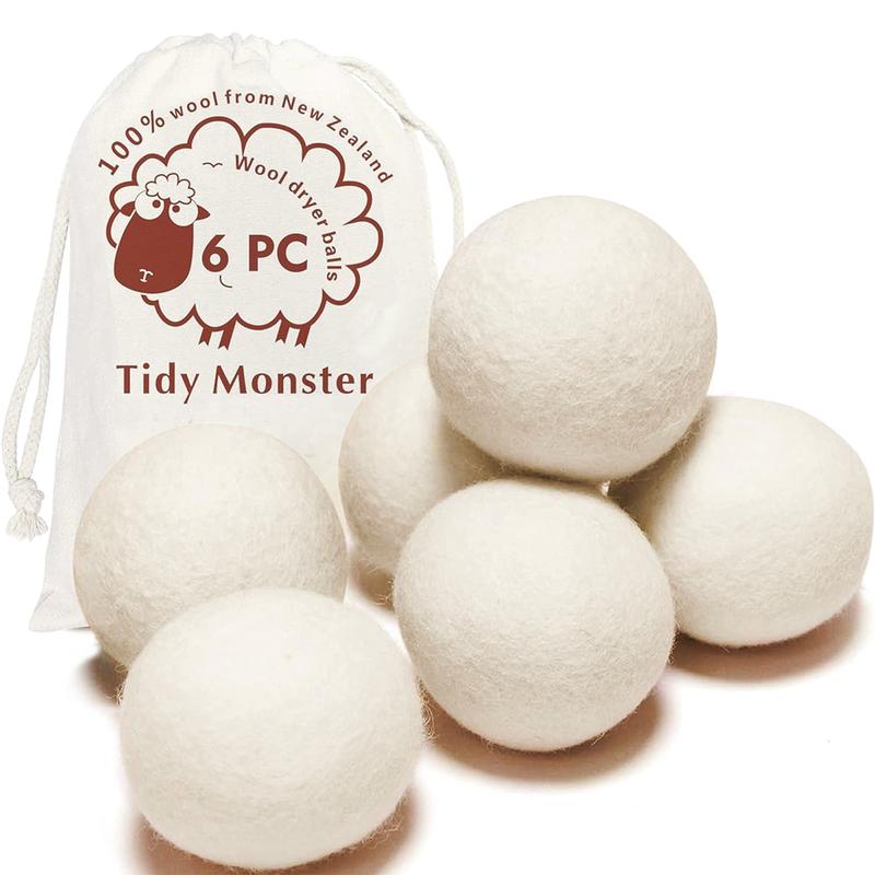 Wool Dryer Balls Natural Fabric Softener, Reusable, Reduces Clothing Wrinkles The Large Dryer Ball Plastic Balls and Liquid Softener