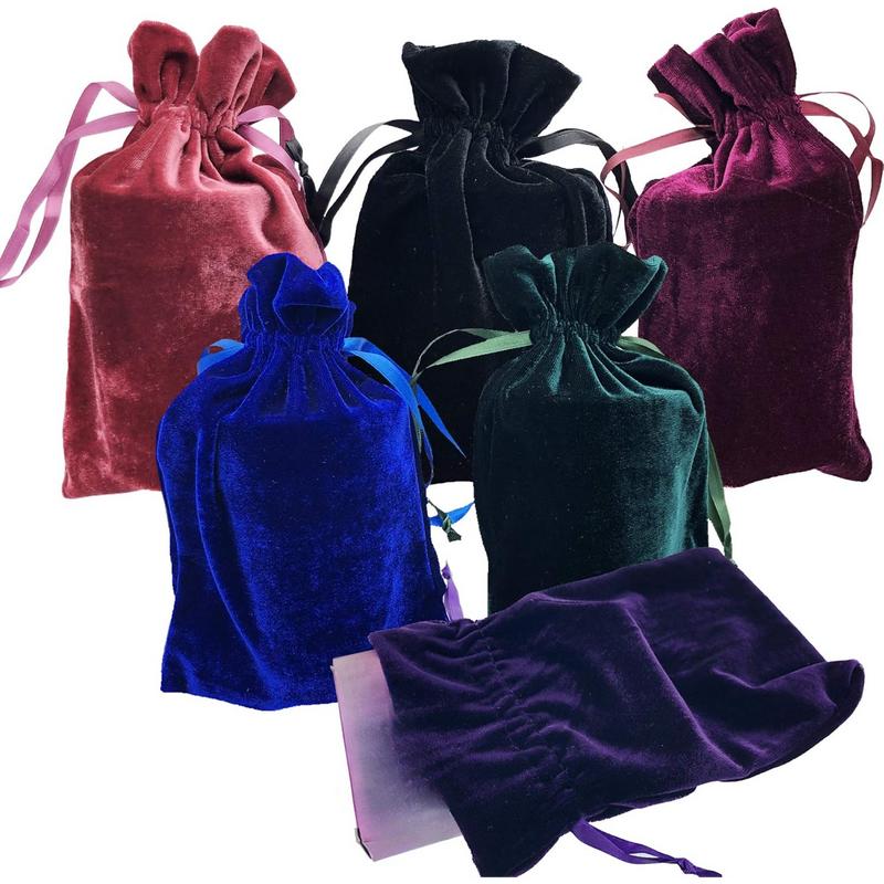 Velvet Tarot Rune Bag Bundle of 6: Moss Green, Royal Blue, Purple, Wine, Ross, Black 6