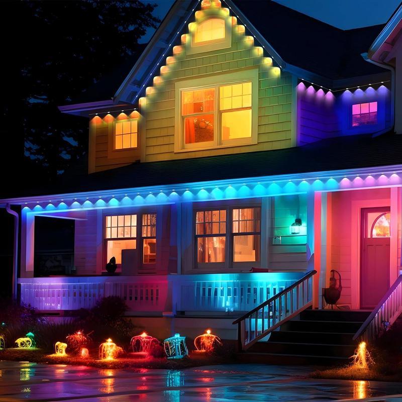 Christmas 2024 ornament 50FT 100FT Permanent Led lights house DIY Outdoor Light, 1 Count APP Voice Remote Controlled RGBIC Smart Eaves Light, Roofs for Christmas,  IP67 Waterproof RGB Smart Outdoor  smart led outdoor lights Decoration