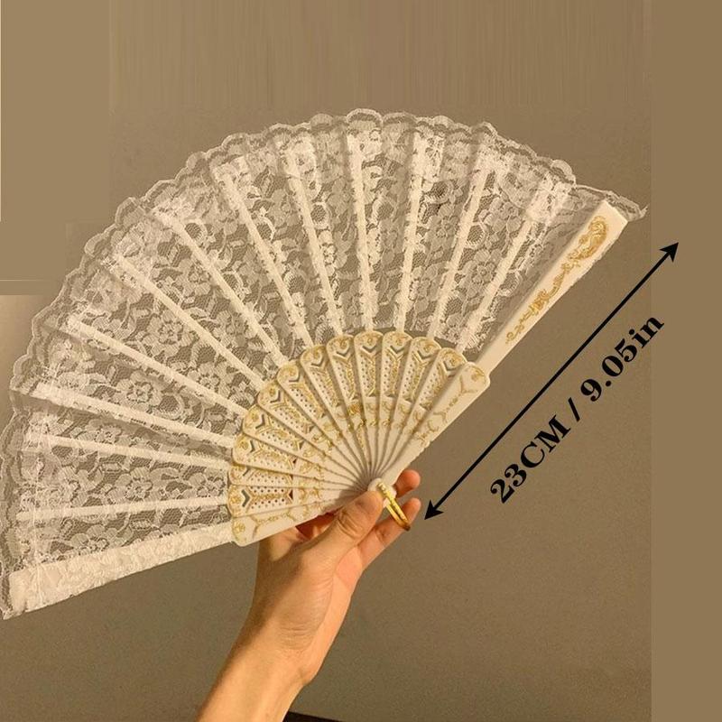 Chinese Style Floral Embroidered Lace Hand Fan, 1 Count Tassel Decor Handheld Fan for Summer, Home Decor Supplies