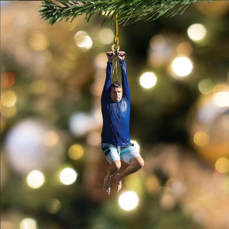 I Think You Should Leave Zip Line Acrylic Christmas Ornament, Zipline Funny Meme Ornament, Tim Robinson Ornament, ITYSL