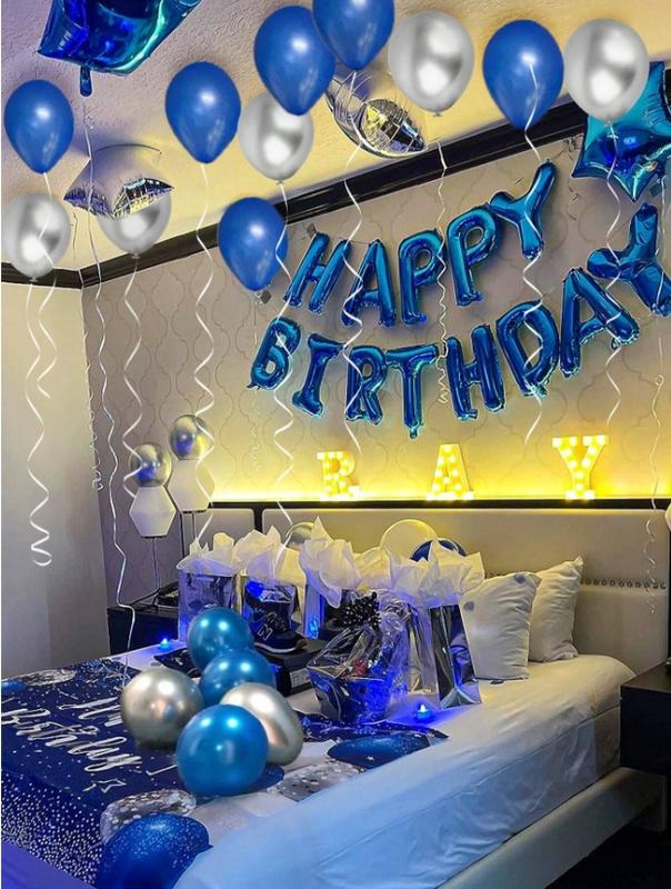 50-Piece Birthday Blue & Silver Star Balloon Set – Perfect for Birthday Parties, Back to School, and Family Celebrations