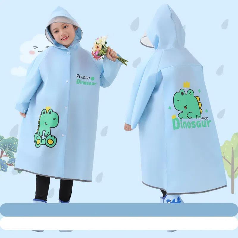 Cartoon Animal Pattern Raincoat, 1 Count Waterproof Hooded Raincoat with School Bag Position, Portable Raincoat for Kids, Raincoat for School Outdoor Camping