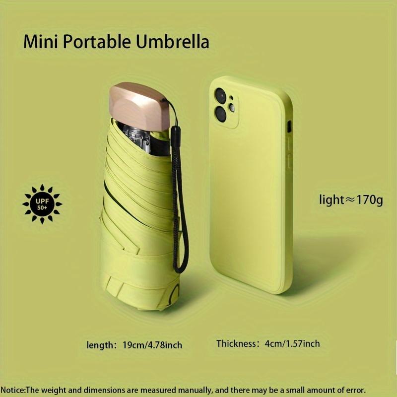 Mini Folding Umbrella, 1 Count Solid Color Portable Lightweight Anti-UV Umbrella, Sunshade Umbrella for Outdoor Activities