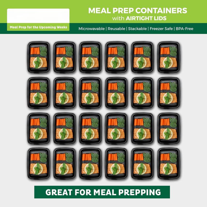 [50 Pack] Meal Prep Containers, 1 Compartment Food Storage Containers with Lids, Bento Box, BPA Free, Stackable, Microwave Dishwasher Freezer Safe (16 oz) Disposable