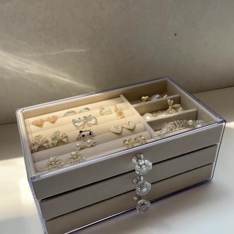 Jewelry Storage Box, 1 Count Multi-grid Jewelry Organizer, Transparent Frame Jewelry Display Box, Home Organizer for Earrings Necklace Bracelet