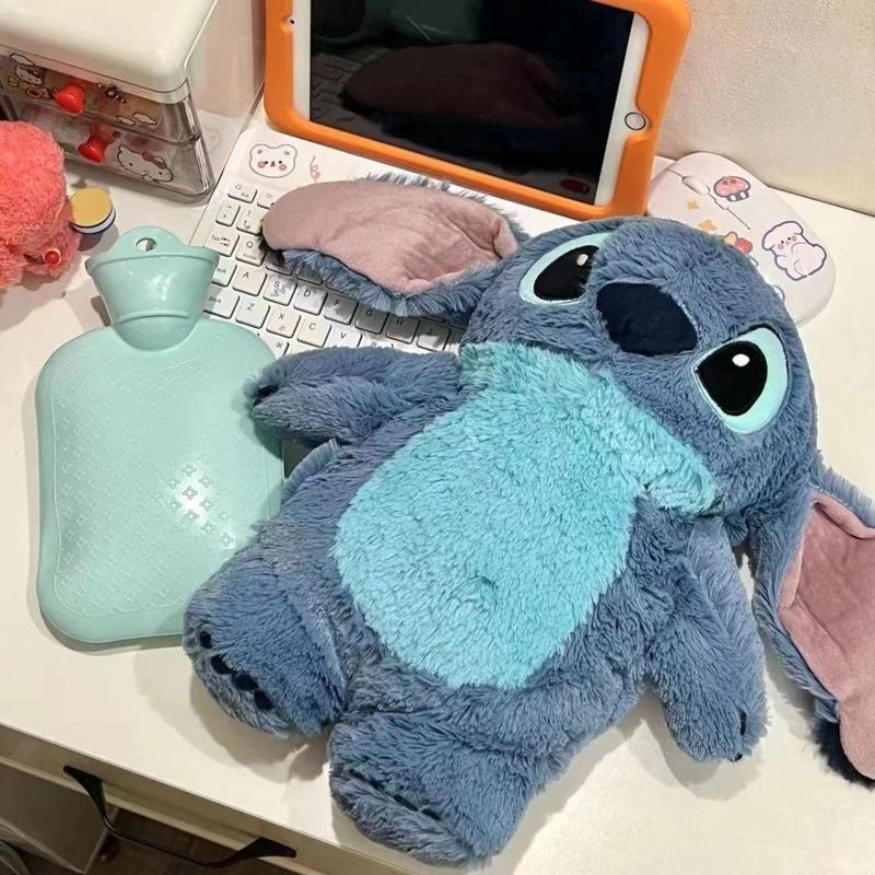 Cuddly plush fill with warm water for per-iod。Anime S-t-itc Plush with a Bottle for hot Water Filling