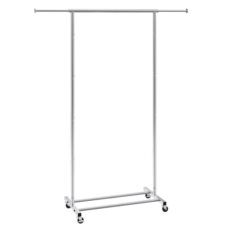 VEVOR Clothes Rack with Wheels, Heavy Duty Clothing Garment Rack with Hanging Rod and Bottom Storage Area, Adjustable Length Clothing Rack, 2 Lockable Wheels Accessories Laundry