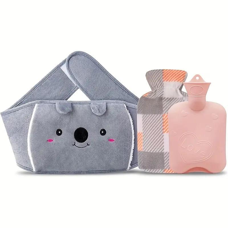 Hot Water Bag & Plaid Cover & Waist Hot Water Bottle Belt Set, 3 Counts set Soft & Comfortable Hand Warmers Hot Water Bottles & Hot Water Bottle Belt