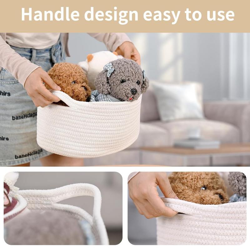 Cute Woven Storage Basket with Handle, Container for Gifts Empty, Decorative Organizer Bins Box