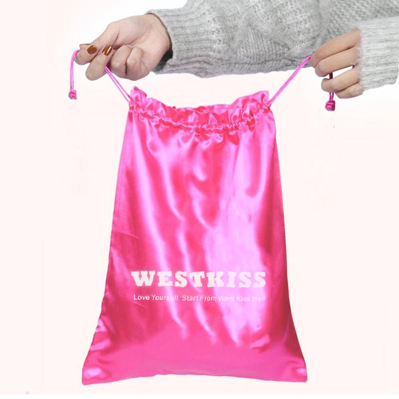 [West Kiss] Wig Bags Satin Packaging Pouches Carrying Storage Bags For Packaging Hair Extensions, Bundles, Wigs Organiser