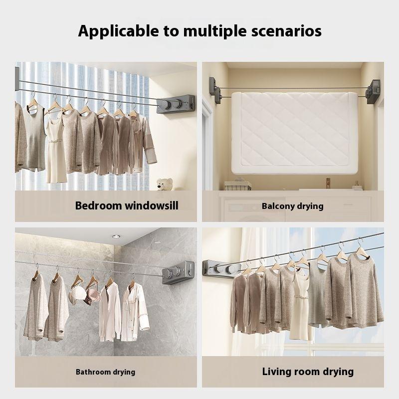 Retractable Clothesline, 1 Count Punch-free Drying Invisible Clothesline, Balcony Bathroom Indoor Steel Wire Clothes Drying Rack