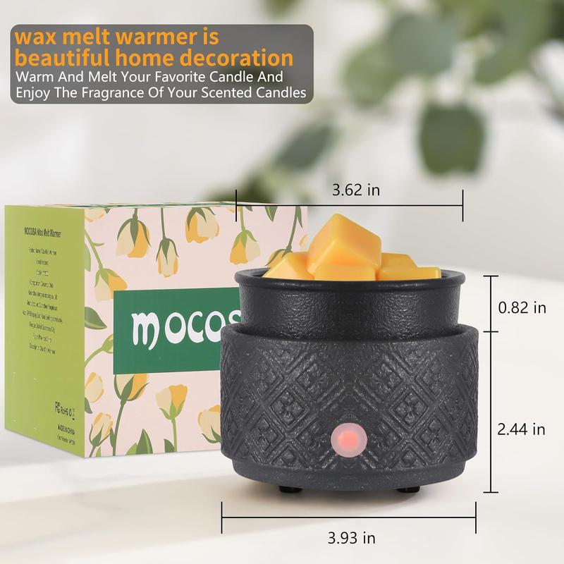 Wax Melt Warmer for Scented Wax,3-in-1Ceramic Wax Warmer Fragrances Candle Oils, Home Fragrance Wax Burner,Electric Candle Warmer as Gift for Mom Women(Black) Decor Ornaments